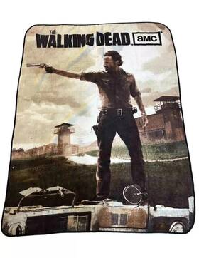 Ah-09-17-438381 Just Funky The Walking Dead 1 Zombies Rick Grimes Sherpa Plush Fleece Throw Blanket Amc Twd