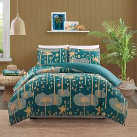 A327a22grjes Justina Blakeney Jungalow Cosmic Desert Cotton Duvet Cover Set Bohemian Bedding Queen Green