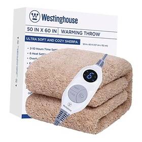 Kata 810045673745 Electric Blanket Throw Size Soft Plush Sherpa Heated With 6 Heating