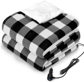 Sl-hcar110fl-blp-usb Kata Sealy 12-volt Heated Car Blanket With 2 Usb Output Ports 3 Heating Levels And 4 H