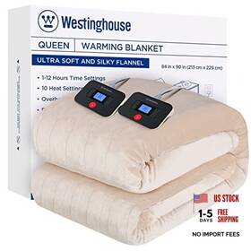 Wh-hf90-beige-c Kata Electric Blanket Queen Size Super Cozy Soft Flannel 84 Inch X 90 Beige