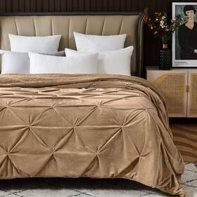 Kawahome 713289563363 Super Soft Minky Blanket King Size Extra Warm Pinched Pleat Sherpa Winter 380
