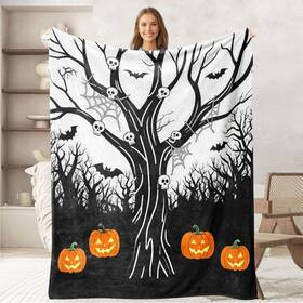 Keepitcozi 768365358524 New Themed Throw Gifts For Adult Kids Skull Blanket Women Men Bat Pumpkin And