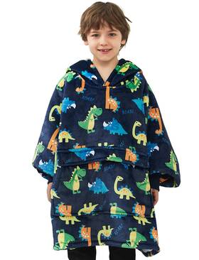 Kbltcr222707 Kfubuo Kbltcr222707- Dinosaur Wearable Blanket Hoodie For Kids Sherpa 6-10yr