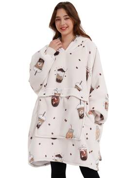 Kbltcr24710-milk Kfubuo Wearable Blanket Hoodie For Adults Oversized Sherpa Sweatshirt With Pocket