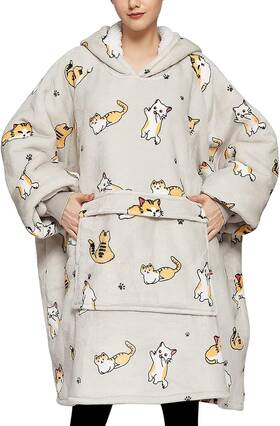 Kbltcr710-14 Kfubuo Wearable Blanket Hoodie For Adults Sherpa All Patterns Cat Adult