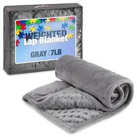 Kidaddle 840342302147 7lb Weighted Blanket Grey 19x22 Inch Plush Minky Lap Pad With Sensory