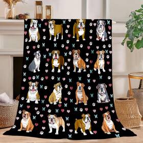 Kitolwo 751604838963 English Bulldog Blanket Throw Soft Plush Flannel Fleece 40x50