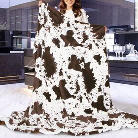 Bp-05 Kivee Lightweight Cow Print Blanket Plush Fleece Fuzzy Cute Printed Throw