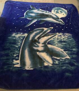 V66-b-dolphins Kiwi King Size Luxury Plush Blanket Dolphin Whale Super Soft 89 X 82 Inch 11 Lbs