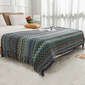 Kl062a03 Kleverise Bohemian Boho Throw Blankets Knitted With Tassel Outdoor Reversible