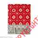 Klippan 100 Lambs Wool Throw Blanket Diamond Heart Folk Art Red White Grey 7340032203806