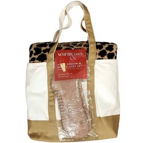 Kmart 876471001187 Warm And Cozy Tote Throw Socks Gift Set Leopard Print Soft 50 Inch X 60