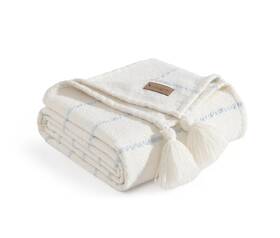 Kookaburra 008889329298 New Koolaburra By Ugg Hart Woven Throw W Tassels 50 Inch X70 White And Illusionblue