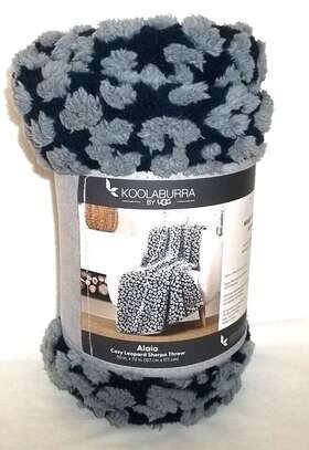 Koolaburra By Ugg 008889278473 Alaia Cozy Sherpa Throw Steeple Dark Blue Color New