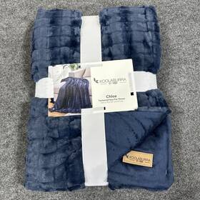 Koolaburra By Ugg 008889347766 Chloe Textured Faux Fur Throw Blanket 50 Inch X 70 Navy Blue