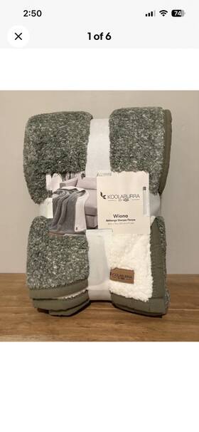 34713 Koolaburra By Ugg Wiona M Lange Sherpa Throw Blanket 50x70 Gray White