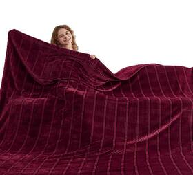 470yp97 Korbliss Oversized Super Soft Cozy Flannel Blanket 10ft X Burgundy Red