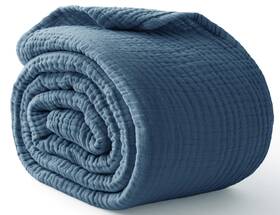 Khusb5s4gbth Kozyhvn 100 Cotton Throw Blanket 50 X 70 Blue 6 Layers Gauze Lightweight Soft