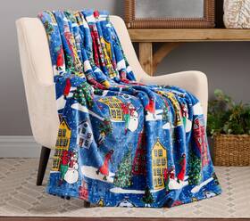 H429225 Kringle Express New 60 Inch X 80 Glamorous Holiday Throw Around The Town