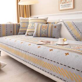 Ksriylm 632450334383 Boho Chenille Anti-scratch Couch Cover Waterproof Simple Striped Slipc