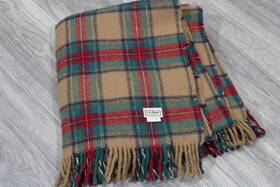 0yy11 L.l. Bean Ll Vintage Classic Brown Green Red Virgin Wool Throw Blanket 58 Inch
