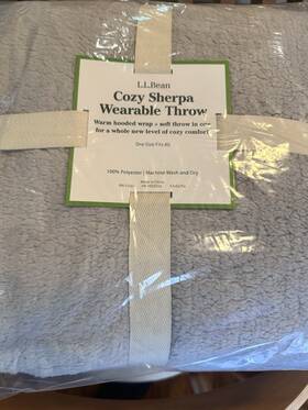 1001-60720 L.l. Bean Cozy Sherpa Wearable Hooded Throw Ej3 Heritage Tan One Size Nwt Gray