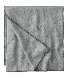L.l. Bean 196308875409 Gray/cream Washable Wool Herringbone Blanket Woven By Pendleton New