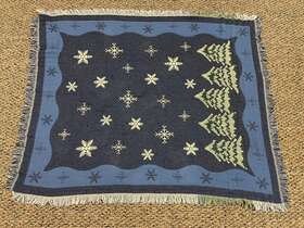 T478 L.l. Bean Vtg Ll Winter Woven Knit Tapestry Throw Blanket Christmas Trees Snow 60x48