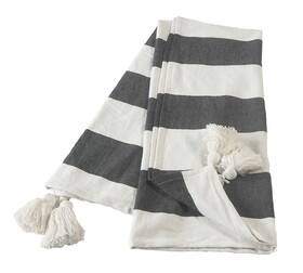 Throw80179bwt4250 L.r. Resources Inc Lr Home 50x60 Inch Cotton Throw Blanket Soft Modern Striped Winter Gray/ivory