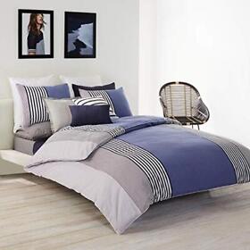 Lacoste Meribel Cotton Bedding Set Twin Xl Comforter Blue White