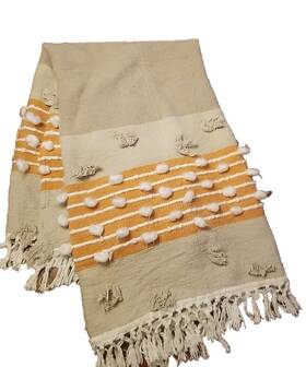 Lacourte 190714145118 Luxury Throw Blanket Textured Knit 46 Inch X 56 Orange Tan Beige Boho
