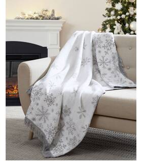 Lacourte 190714398965 Luxury Throw Snowflake Fleece Jacquard 50 Inch X 60 Warm 75