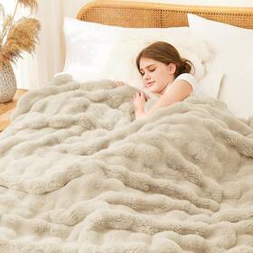 Lagraty 749706875276 Lftagraty Faux Rabbit Fur Blanket 50 Inch X 60 Luxury Soft Fluffy Thick Throw