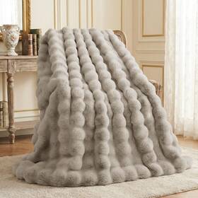 Lagraty 749706875306 Faux Rabbit Fur Blanket 50 Inch X 60 Luxury Soft Fluffy Thick Throw