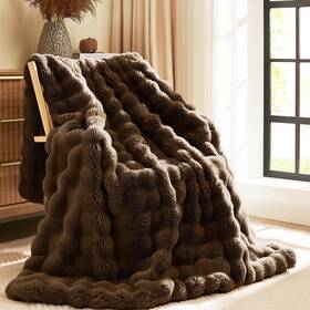 Lagraty 749706875337 Faux Rabbit Fur Blanket 50 X 60 Luxury Soft Fluffy Thick Throw Bl