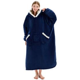 Lagraty 754247356115 Oversized Sherpa Fleece Hoodie Blanket For Adults - Cozy Warm Gift