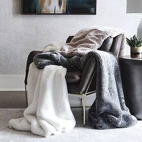 Lala Loom 840029697702 Faux Fur Dark Gray Throw Blanket 65 Inch X50 Luxury Fluffy Warm Soft Plush Cozy
