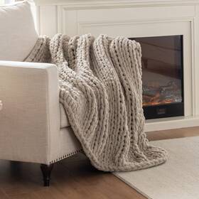 Last Moda 760646684988 Chunky Knit Blanket Throw 50x60in Handmade Chenille Cable For Couch
