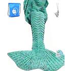 Lat191 Mermaid Blankets Tail Knit Crochet For Adult Oversized Sleeping Blanket