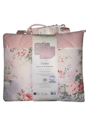 Laura Ashley 008889338795 Outdoor Packable Picnic Blanket Ashfield - Pink/floral Nwt 422