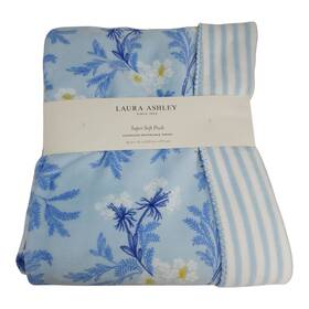 Laura Ashley 008889358069 Soft Plush Oversized Reversible Throw Blanket 50x70 Inch Floral Striped