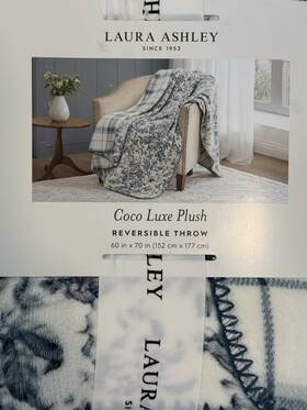 Laura Ashley 008889393930 Blanket Throw 60 Inch X70 Smoke Blue Machine Washable Reversible