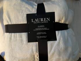 Lauren Ralph 025695989591 Micromink Plus Pure White King Blanket - New