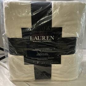 Lauren Ralph 025695989607 New Classic Micromink Hollywood Cream Full / Queen Size Blanket