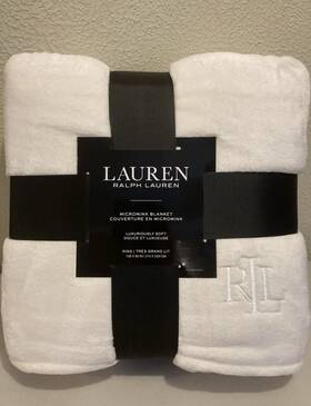 Lauren Ralph 025695989614 King Size Micromink Blanket 108 Inch X90 Hollywood Cream