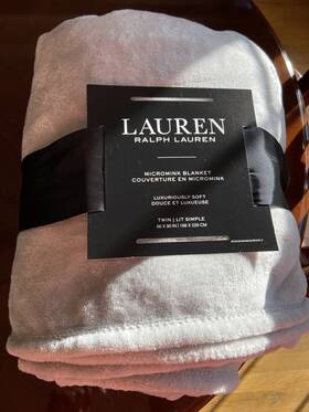 Lauren Ralph 025695989652 Twin Quiet Gray/light Gray Plush Luxury Micromink Throw Blanket