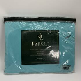 Lauren Ralph 028828174147 Vtg Y2k Caribbean Blue Fringe 54x72 Inch Throw Blanket Beach Coastal