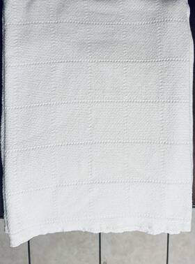 118947 Lauren Ralph Polo Cotton Blanket Off White Weave Pattern Twin Size 66x90 Usa