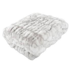 Lavish Home 196593642410 Oversized Ruched Faux Fur Blanket - 60x80-inch Jacquard Queen-size T